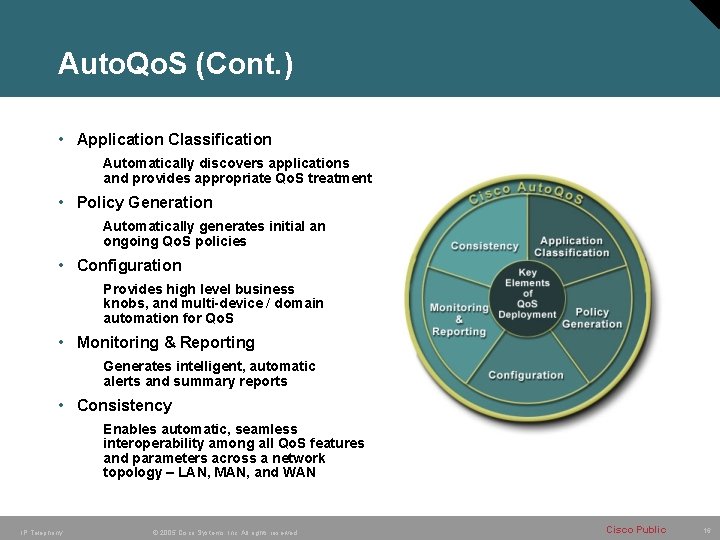 Auto. Qo. S (Cont. ) • Application Classification Automatically discovers applications and provides appropriate Auto. Qo. S (Cont. ) • Application Classification Automatically discovers applications and provides appropriate