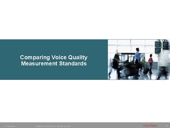 Comparing Voice Quality Measurement Standards IP Telephony © 2005 Cisco Systems, Inc. All rights Comparing Voice Quality Measurement Standards IP Telephony © 2005 Cisco Systems, Inc. All rights