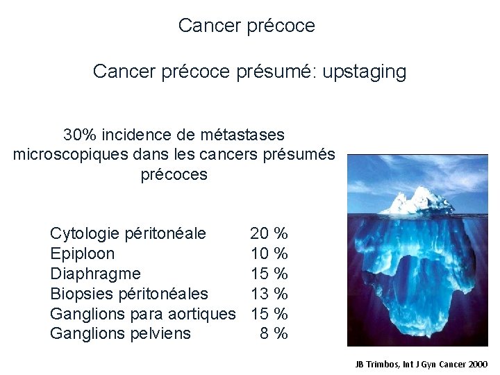 Cancer précoce présumé: upstaging 30% incidence de métastases microscopiques dans les cancers présumés précoces Cancer précoce présumé: upstaging 30% incidence de métastases microscopiques dans les cancers présumés précoces