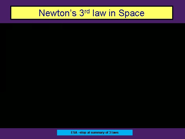 Newton’s 3 rd law in Space ESA –stop at summary of 3 laws 