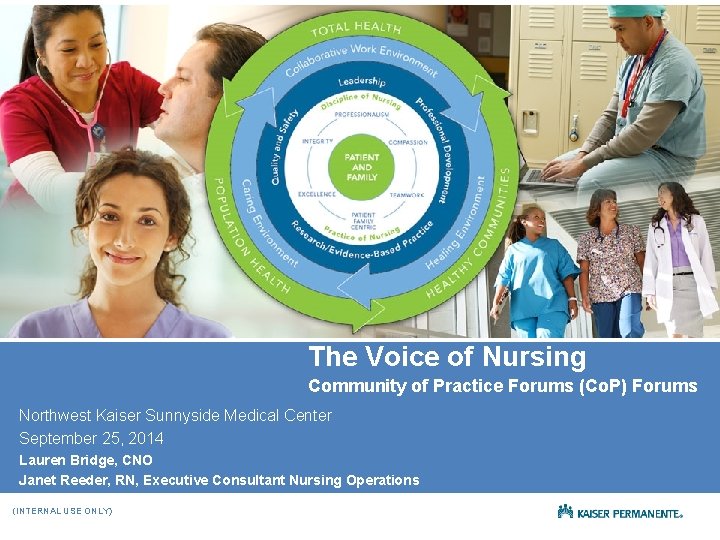 The Voice of Nursing Community of Practice Forums (Co. P) Forums Northwest Kaiser Sunnyside