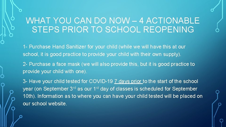 WHAT YOU CAN DO NOW – 4 ACTIONABLE STEPS PRIOR TO SCHOOL REOPENING 1