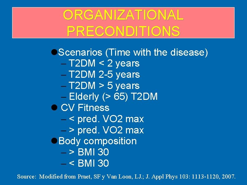 ORGANIZATIONAL PRECONDITIONS Scenarios (Time with the disease) T 2 DM < 2 years T ORGANIZATIONAL PRECONDITIONS Scenarios (Time with the disease) T 2 DM < 2 years T