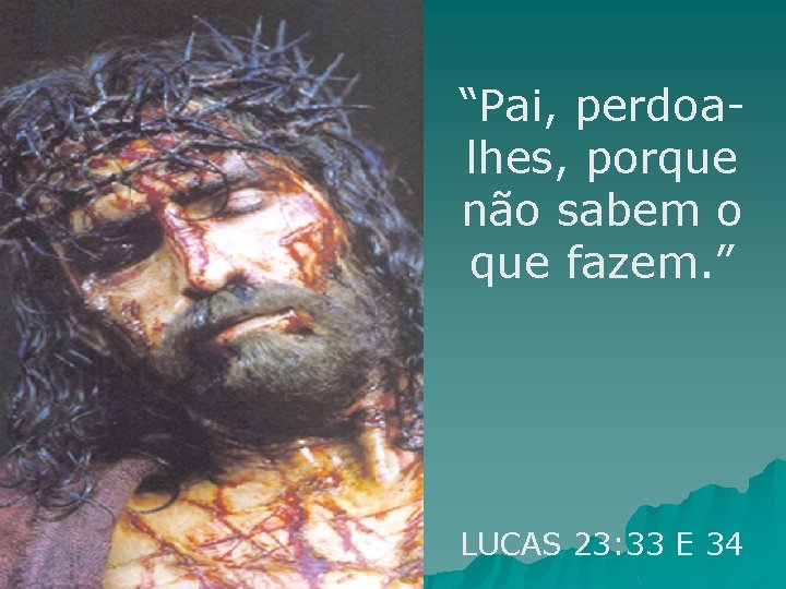 “Pai, perdoalhes, porque não sabem o que fazem. ” LUCAS 23: 33 E 34