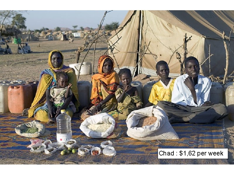 Chad : $1, 62 per week Chad : $1, 62 per week