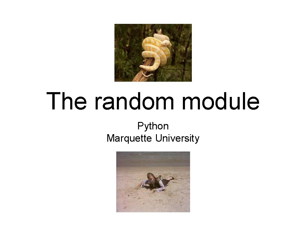 The random module Python Marquette University The random module Python Marquette University
