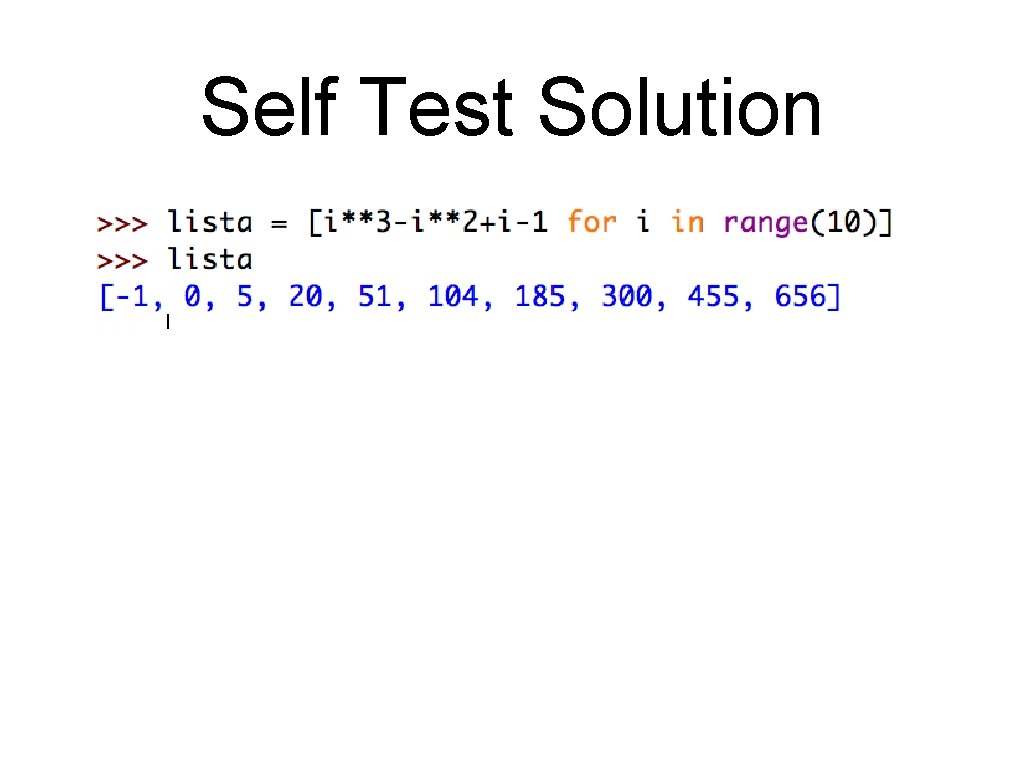 Self Test Solution Self Test Solution