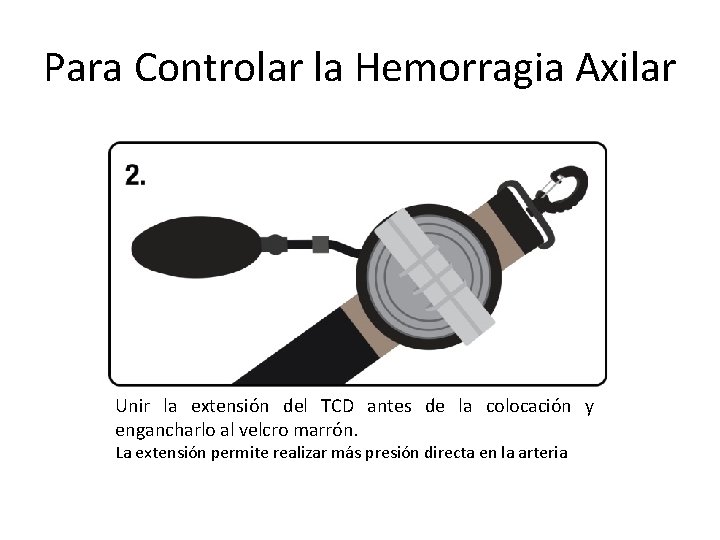 Para Controlar la Hemorragia Axilar Unir la extensión del TCD antes de la colocación