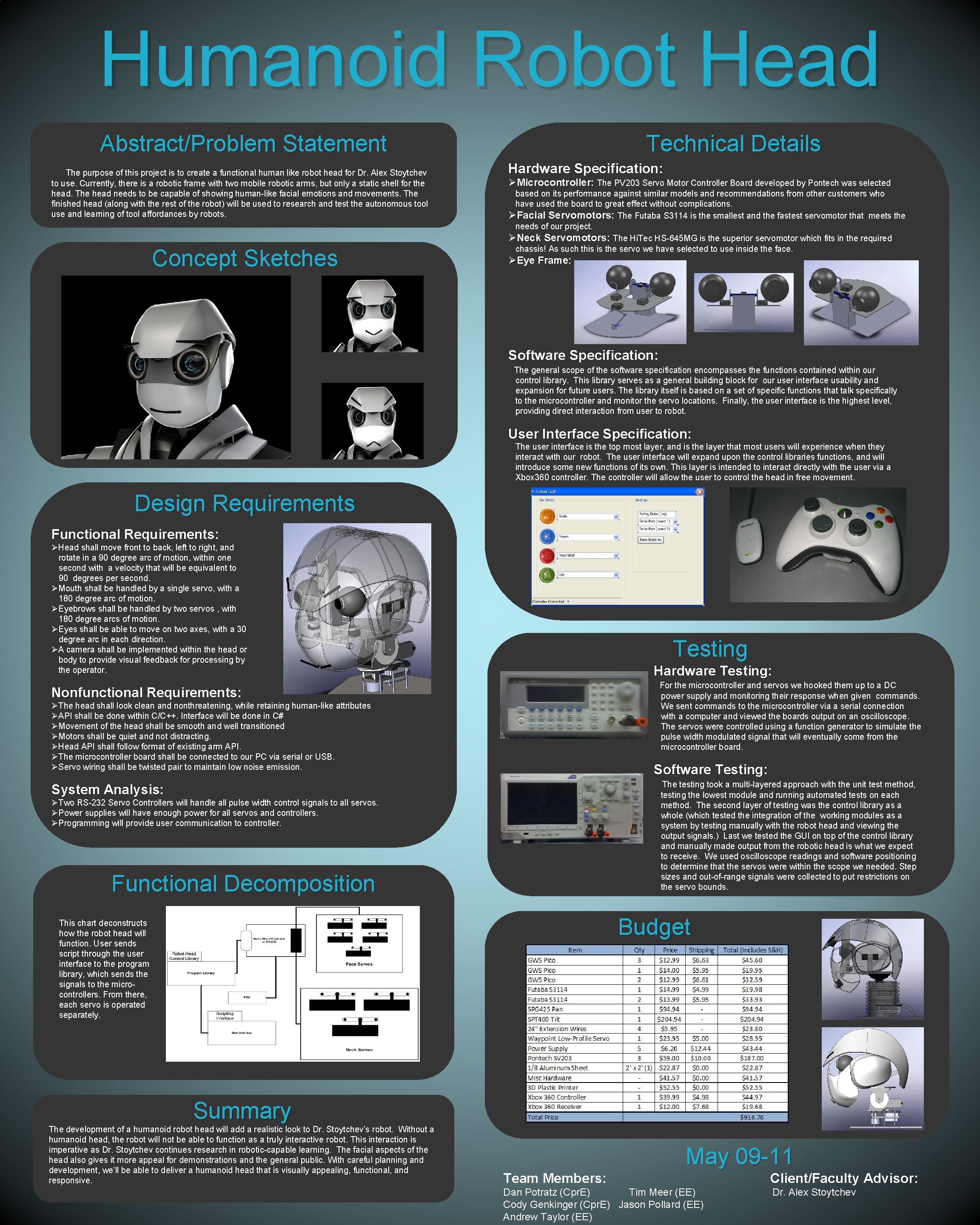 Humanoid Robot Head Abstract/Problem Statement The purpose of this project is to create a