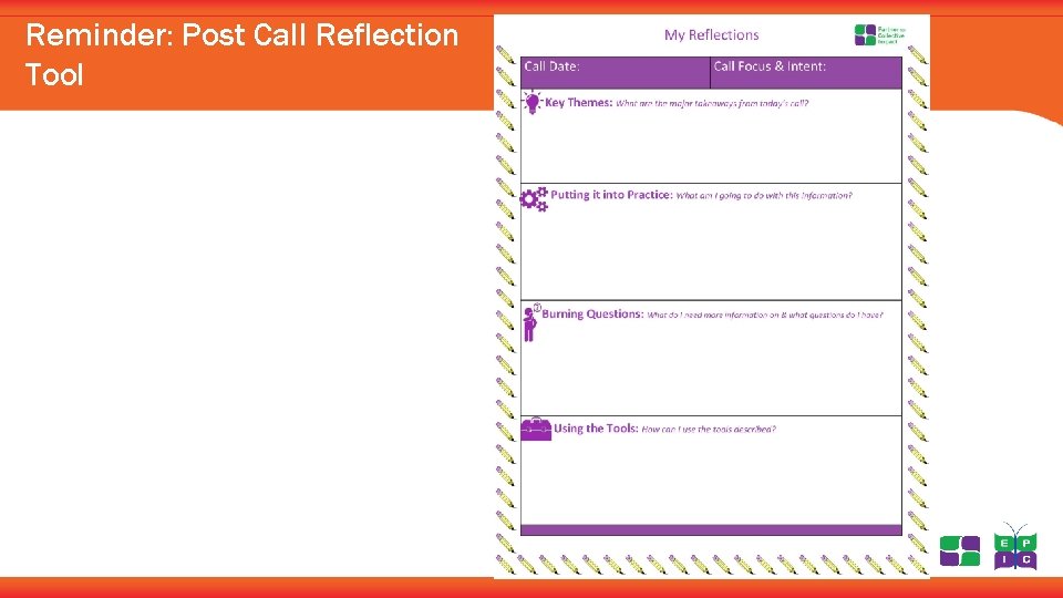 Reminder: Post Call Reflection Tool 