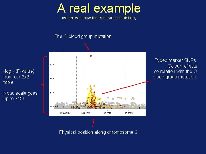 A real example (where we know the true causal mutation) The O blood group