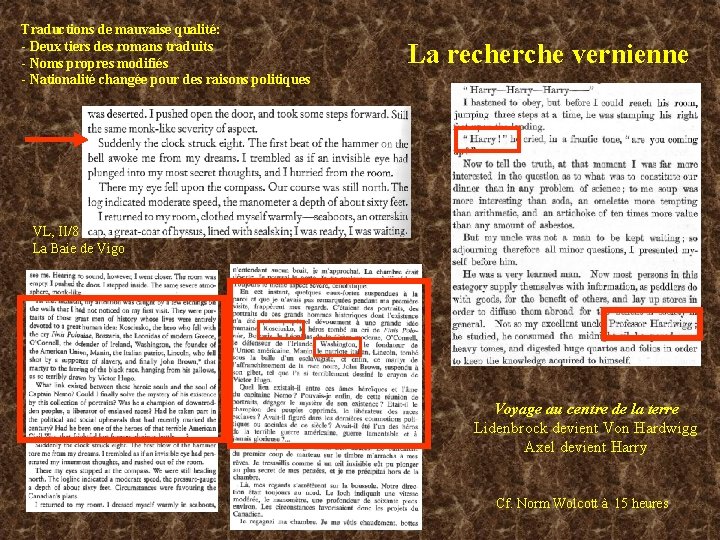 Traductions de mauvaise qualité: - Deux tiers des romans traduits - Noms propres modifiés