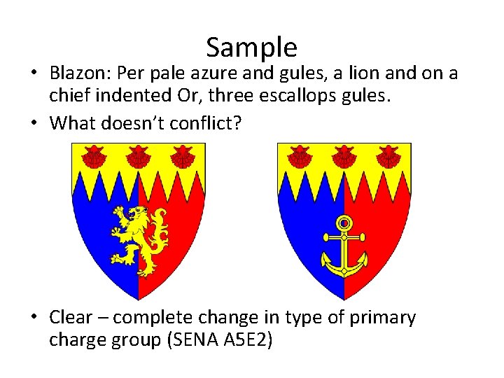 Sample • Blazon: Per pale azure and gules, a lion and on a chief
