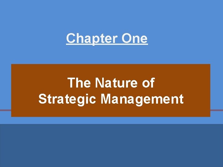 Chapter One The Nature of Strategic Management Chapter One The Nature of Strategic Management