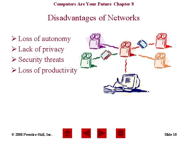 Computers Are Your Future Chapter 8 Disadvantages of Networks Ø Loss of autonomy Ø