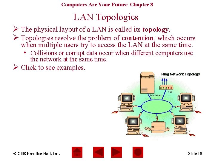 Computers Are Your Future Chapter 8 LAN Topologies Ø The physical layout of a