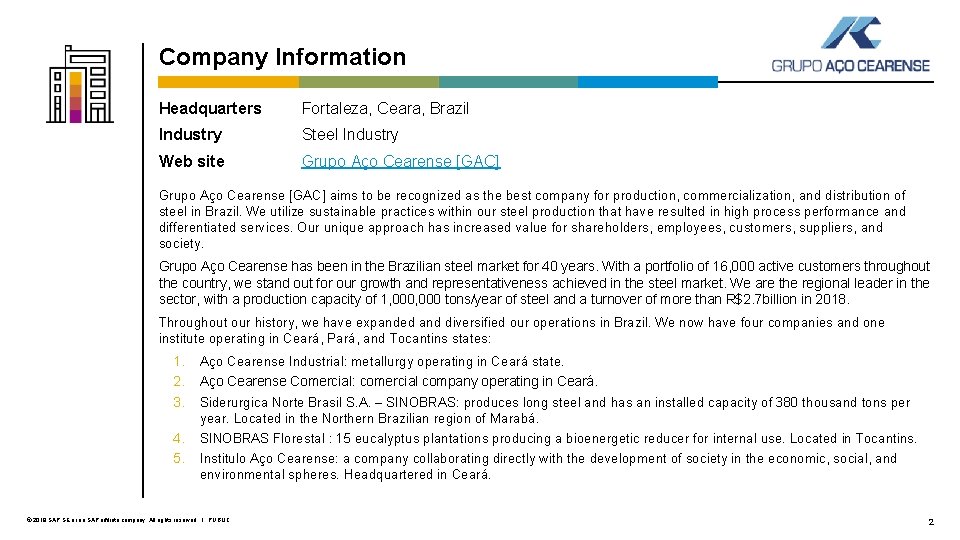 Company Information Headquarters Fortaleza, Ceara, Brazil Industry Steel Industry Web site Grupo Aço Cearense
