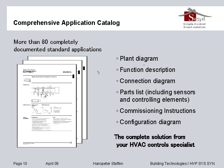 Comprehensive Application Catalog More than 80 completely documented standard applications § Plant diagram §