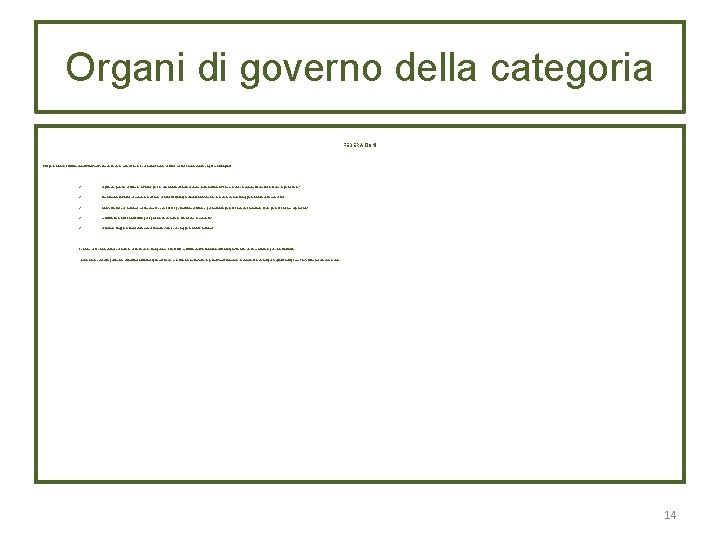 Organi di governo della categoria FEDERAZIONI Pur presentando struttura organizzativa diversa da Regione le