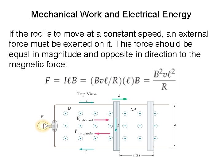 Mechanical Work and Electrical Energy If the rod is to move at a constant