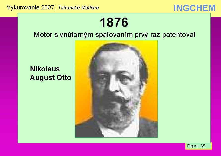 INGCHEM Vykurovanie 2007, Tatranské Matliare 1876 Motor s vnútorným spaľovaním prvý raz patentoval Nikolaus