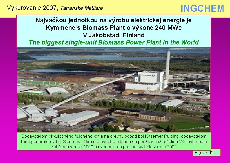 Vykurovanie 2007, Tatranské Matliare INGCHEM Najväčšou jednotkou na výrobu elektrickej energie je Kymmene’s Biomass