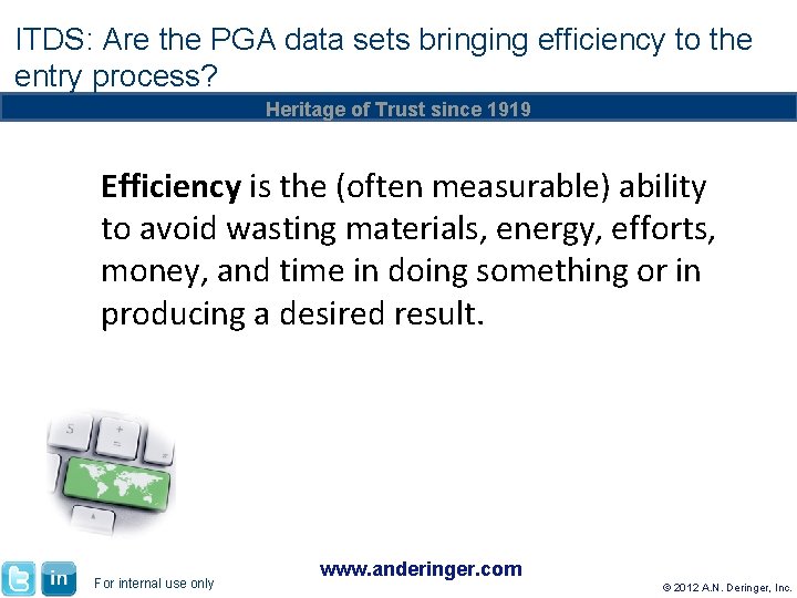 ITDS: Are the PGA data sets bringing efficiency to the entry process? Heritage of ITDS: Are the PGA data sets bringing efficiency to the entry process? Heritage of