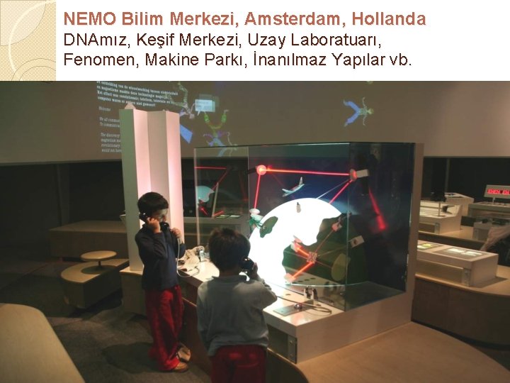 NEMO Bilim Merkezi, Amsterdam, Hollanda DNAmız, Keşif Merkezi, Uzay Laboratuarı, Fenomen, Makine Parkı, İnanılmaz