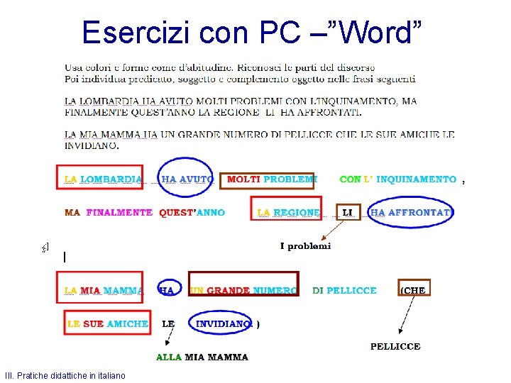 Esercizi con PC –”Word” III. Pratiche didattiche in italiano 