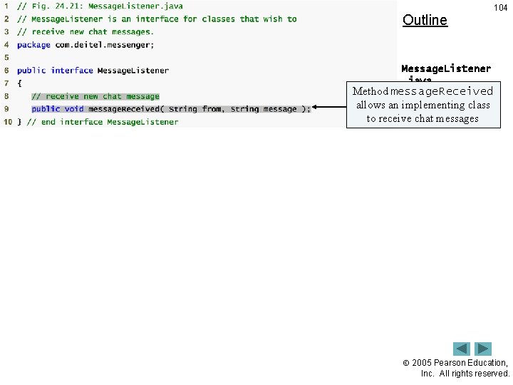 Outline 104 Message. Listener. java Method message. Received 9 allows an Line implementing class