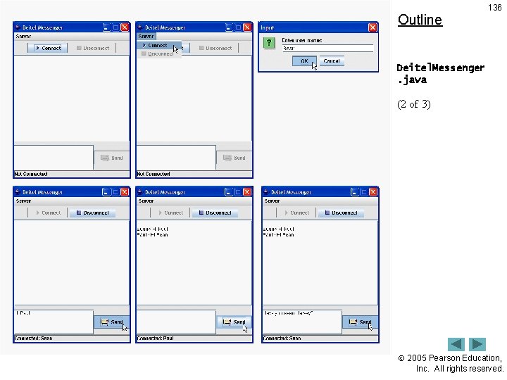 Outline 136 Deitel. Messenger. java (2 of 3) 2005 Pearson Education, Inc. All rights