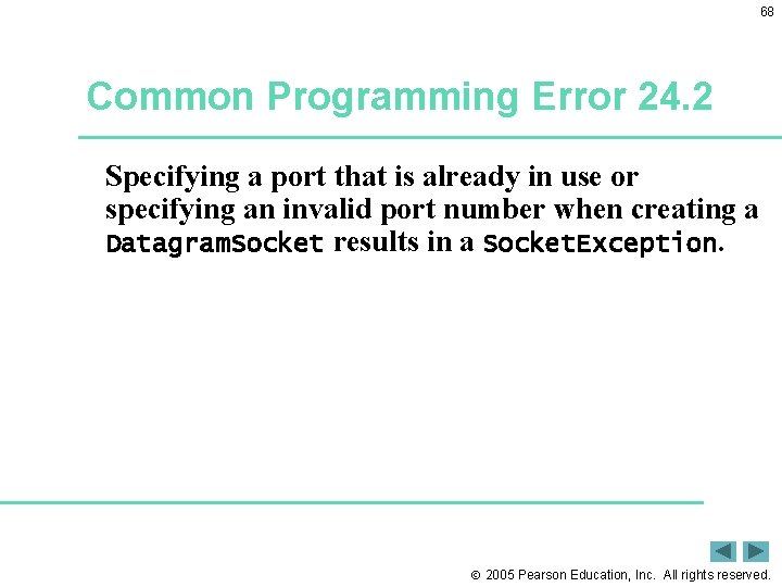68 Common Programming Error 24. 2 Specifying a port that is already in use