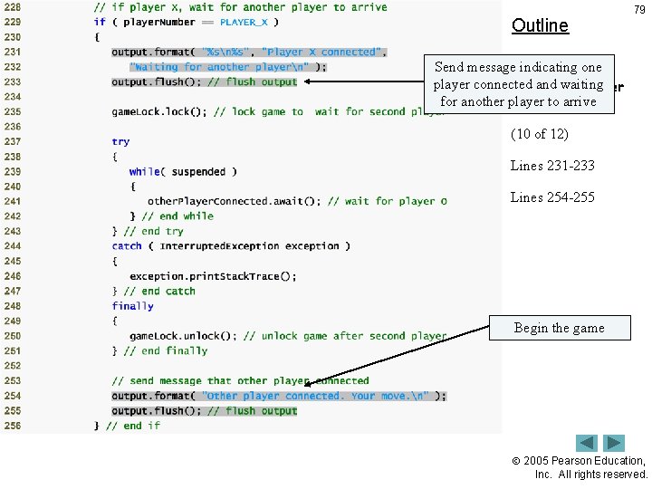 Outline 79 Send message indicating one player connected and waiting Tic. Tac. Toe. Server