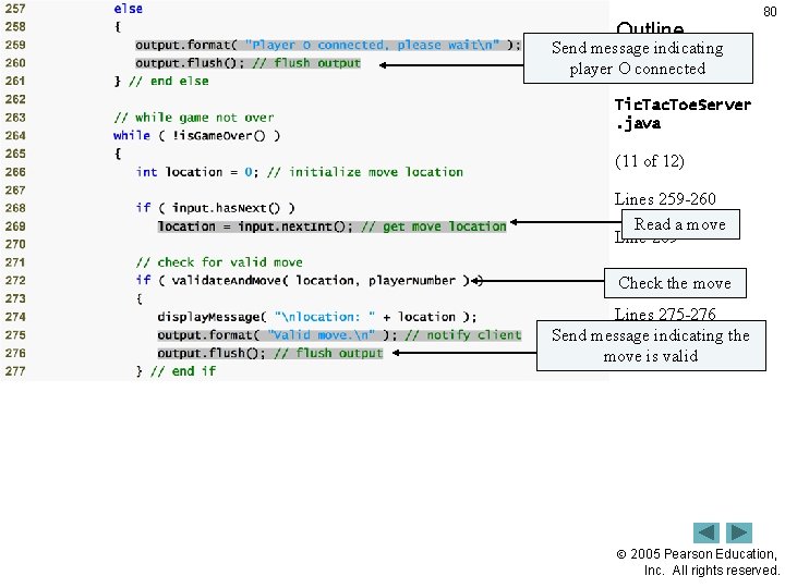 Outline 80 Send message indicating player O connected Tic. Tac. Toe. Server. java (11