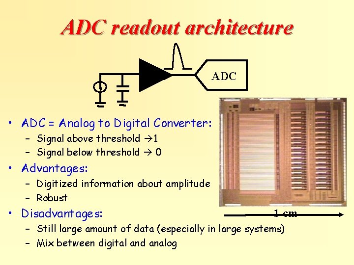 ADC readout architecture ADC • ADC = Analog to Digital Converter: – Signal above