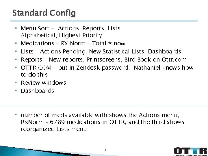 Standard Config Menu Sort - Actions, Reports, Lists Alphabetical, Highest Priority Medications – RX