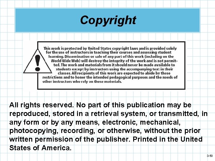 Copyright All rights reserved. No part of this publication may be reproduced, stored in