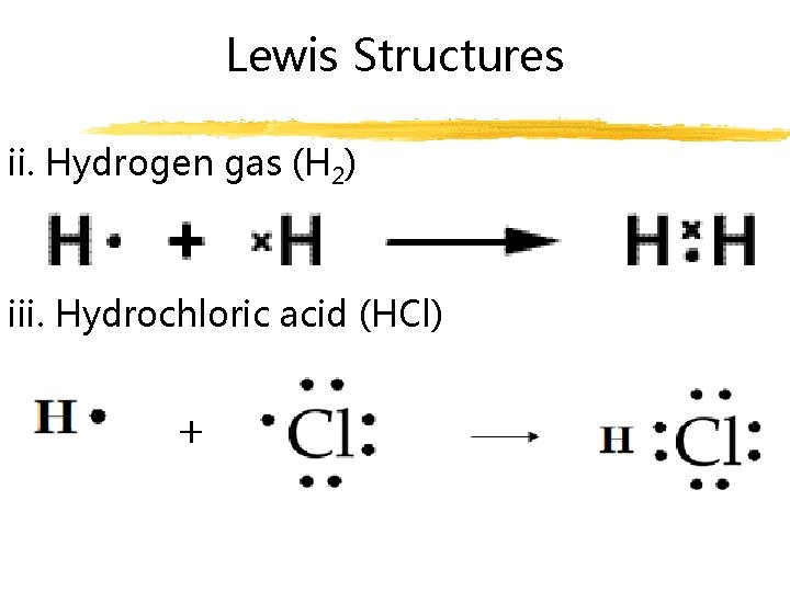 Lewis Structures ii. Hydrogen gas (H 2) iii. Hydrochloric acid (HCl) 