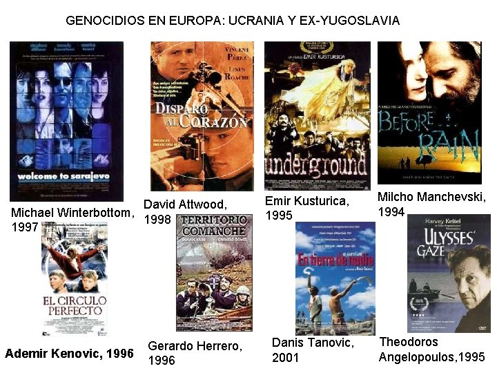 GENOCIDIOS EN EUROPA: UCRANIA Y EX-YUGOSLAVIA David Attwood, Michael Winterbottom, 1998 1997 Gerardo Herrero,