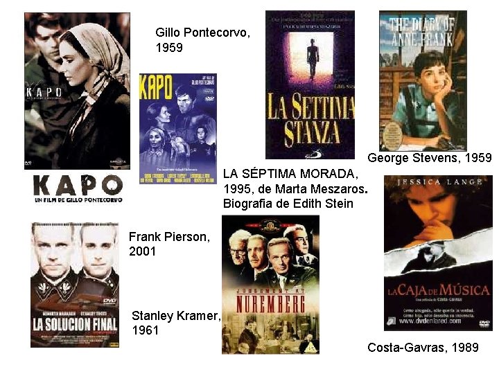 Gillo Pontecorvo, 1959 George Stevens, 1959 LA SÉPTIMA MORADA, 1995, de Marta Meszaros. Biografia
