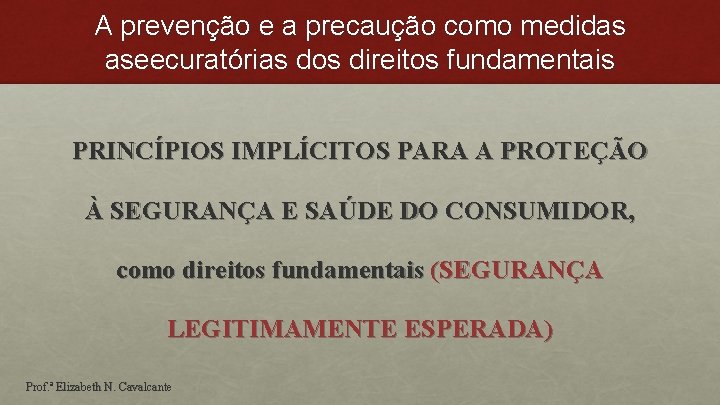 A prevenção e a precaução como medidas aseecuratórias dos direitos fundamentais PRINCÍPIOS IMPLÍCITOS PARA