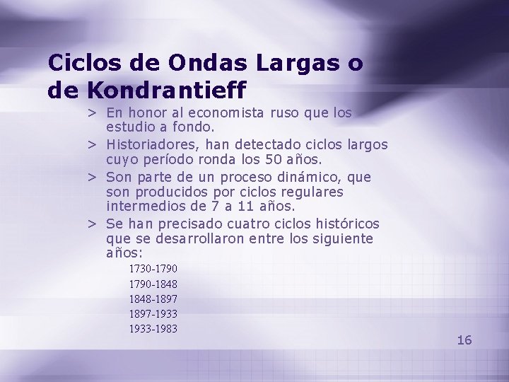 Ciclos de Ondas Largas o de Kondrantieff > En honor al economista ruso que Ciclos de Ondas Largas o de Kondrantieff > En honor al economista ruso que