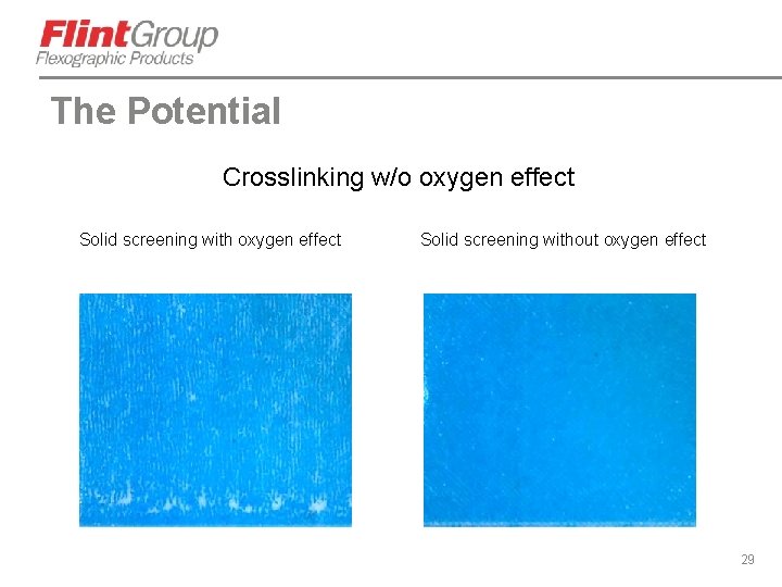 The Potential Crosslinking w/o oxygen effect Solid screening without oxygen effect 29 