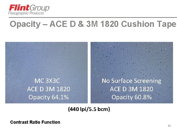 Opacity – ACE D & 3 M 1820 Cushion Tape MC 3 X 3