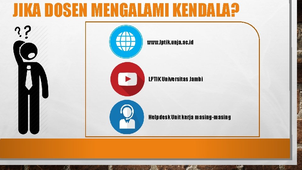 JIKA DOSEN MENGALAMI KENDALA? www. lptik. unja. ac. id LPTIK Universitas Jambi Helpdesk Unit