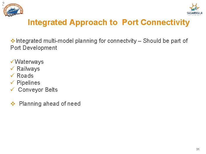 3 1 Integrated Approach to Port Connectivity v. Integrated multi-model planning for connectvity – 3 1 Integrated Approach to Port Connectivity v. Integrated multi-model planning for connectvity –