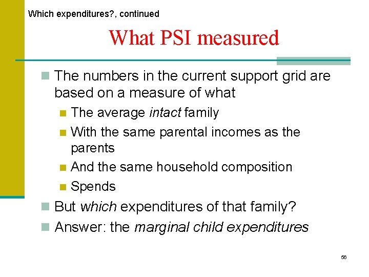 Which expenditures? , continued What PSI measured n The numbers in the current support Which expenditures? , continued What PSI measured n The numbers in the current support