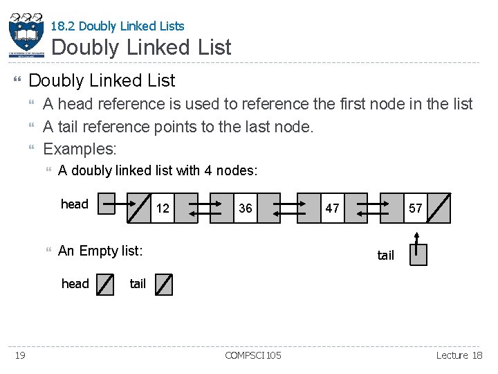 18. 2 Doubly Linked Lists Doubly Linked List A head reference is used to 18. 2 Doubly Linked Lists Doubly Linked List A head reference is used to