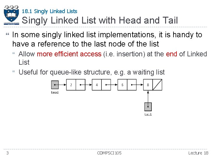 18. 1 Singly Linked Lists Singly Linked List with Head and Tail In some 18. 1 Singly Linked Lists Singly Linked List with Head and Tail In some