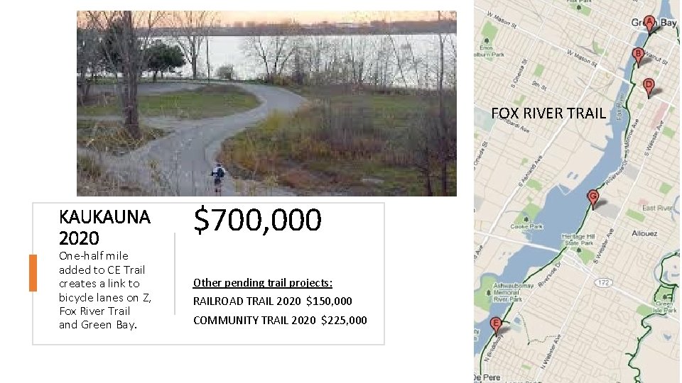 FOX RIVER TRAIL KAUKAUNA 2020 One-half mile added to CE Trail creates a link